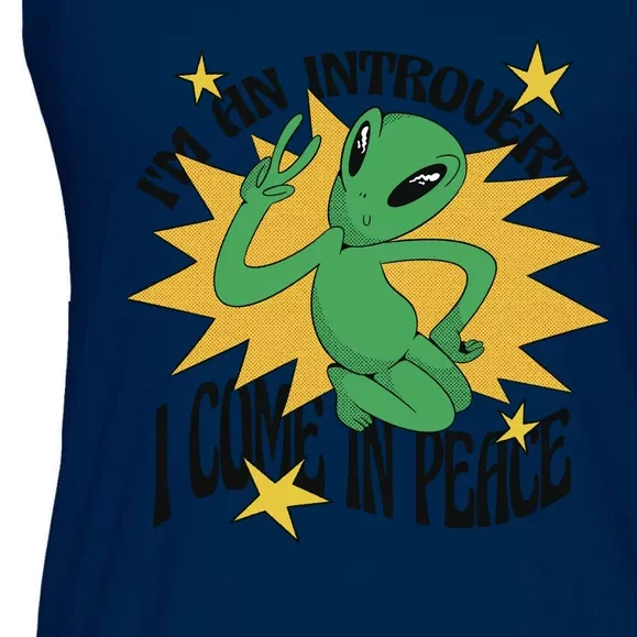 I'm An Introvert I Come In Peace Alien Ladies Essential Flowy Tank