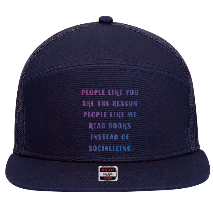 Introvert Antisocial Id Rather Be Reading Gift 7 Panel Mesh Trucker Snapback Hat