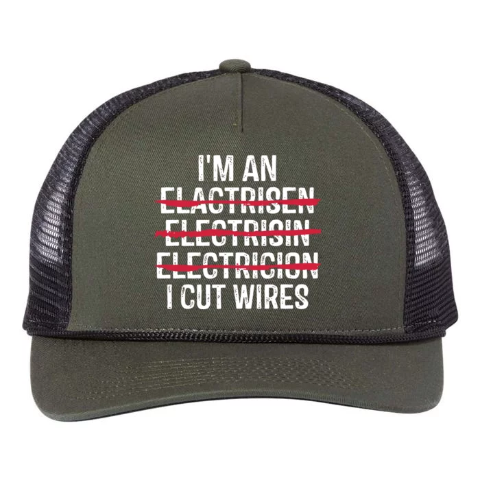 Im An I Cut Wires Funny Electrician Retro Rope Trucker Hat Cap