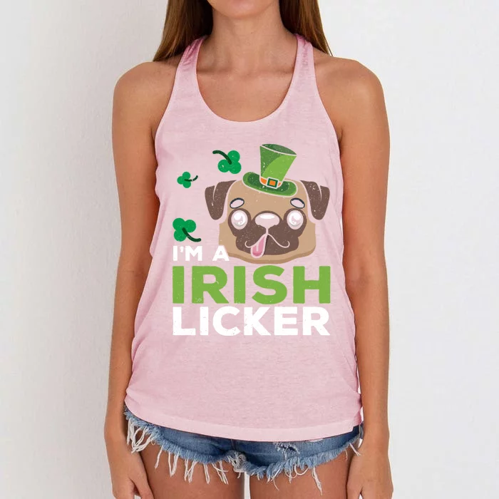 I'm A Irish Licker Dog Lover Puppy Owner Saint Patricks Day Gift Women's Knotted Racerback Tank