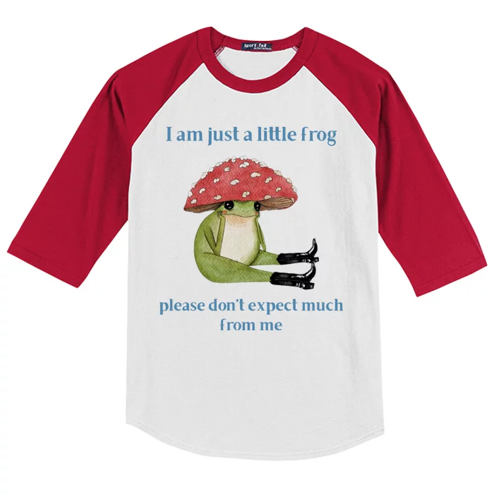 I Am Just A Little Frog Dont Expect Much Cute Cartoon Kids Colorblock Raglan Jersey