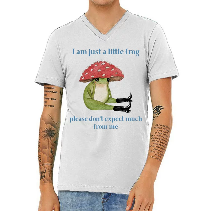 I Am Just A Little Frog Dont Expect Much Cute Cartoon V-Neck T-Shirt