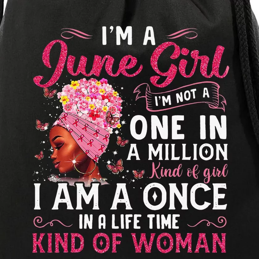 I'm A June Afro Black Wo Queen Gemini Cancer Bday Drawstring Bag