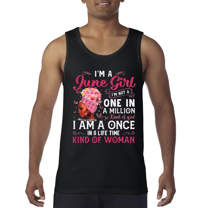 I'm A June Afro Black Wo Queen Gemini Cancer Bday Tank Top