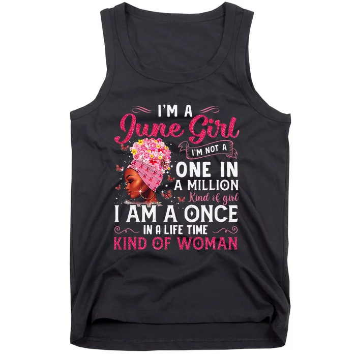 I'm A June Afro Black Wo Queen Gemini Cancer Bday Tank Top