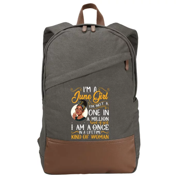 Im A June Girl Black Women Gemini Cotton Canvas Backpack