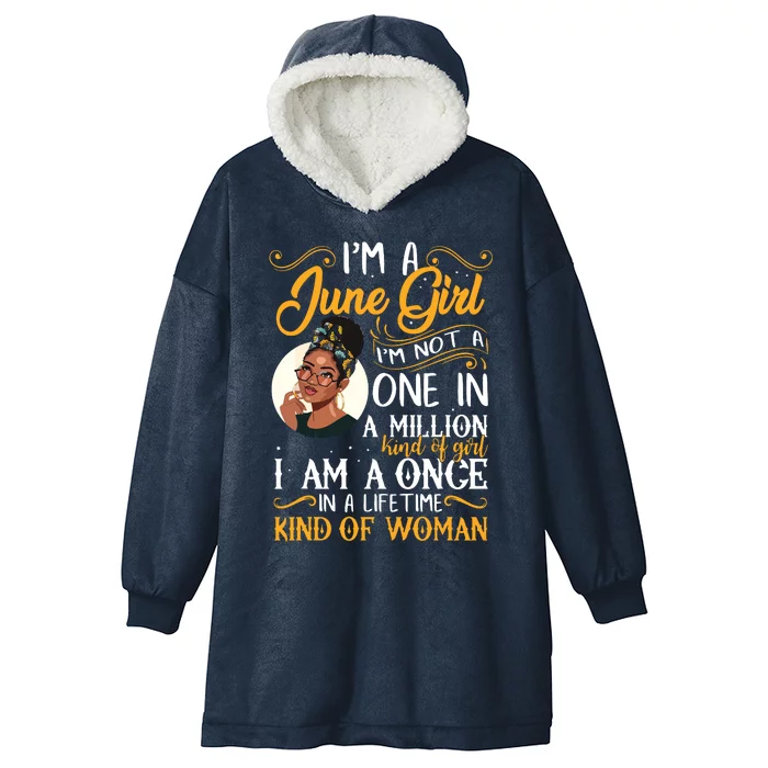 Im A June Girl Black Women Gemini Hooded Wearable Blanket