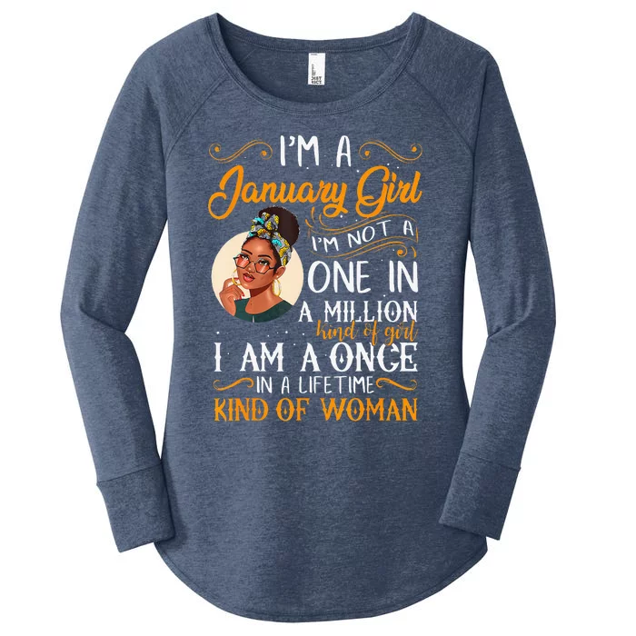 IM A January Girl Black Women Capricorn Birthday Women's Perfect Tri Tunic Long Sleeve Shirt