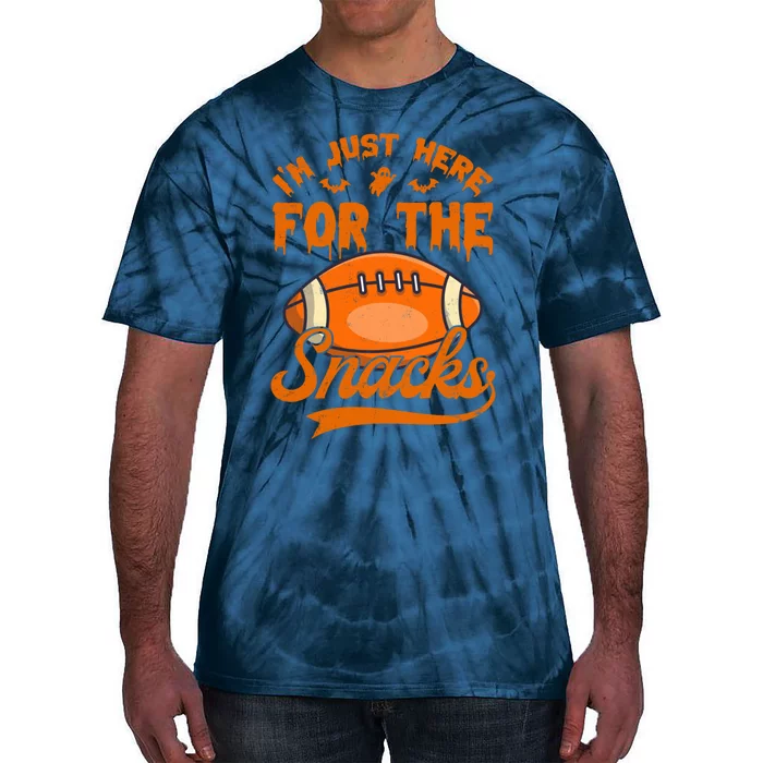 I Am Just Here For The Snacks Funny Football Lovers Halloween Tie-Dye T-Shirt