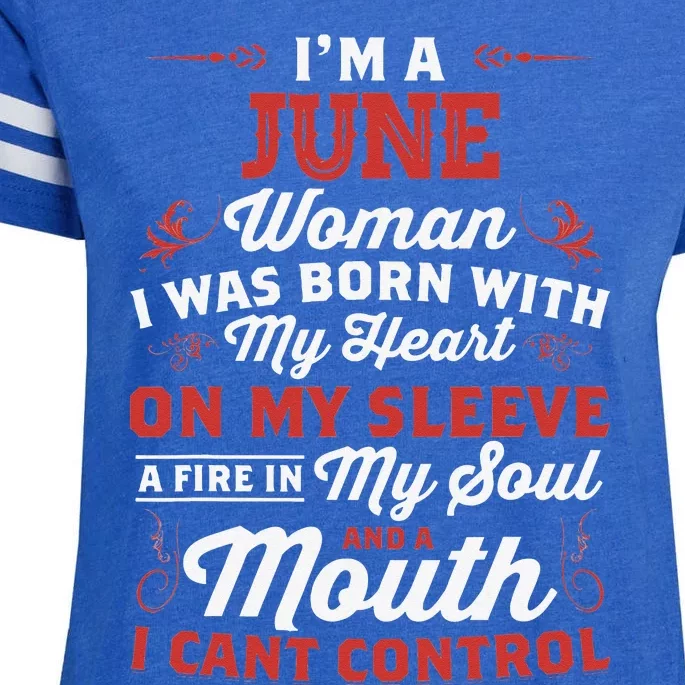 I'm A June Wo Queen Born In June Enza Ladies Jersey Football T-Shirt