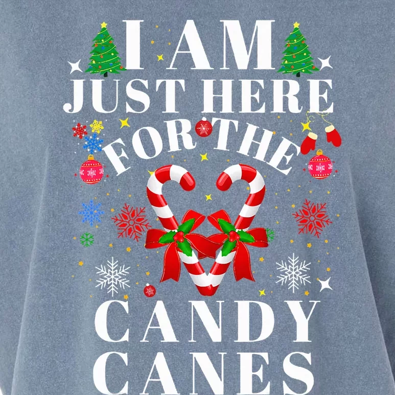 I Am Just Here For The Candy Canes Garment-Dyed Women's Muscle Tee