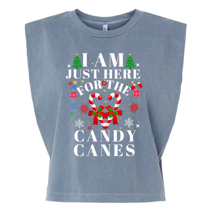 I Am Just Here For The Candy Canes Garment-Dyed Women's Muscle Tee