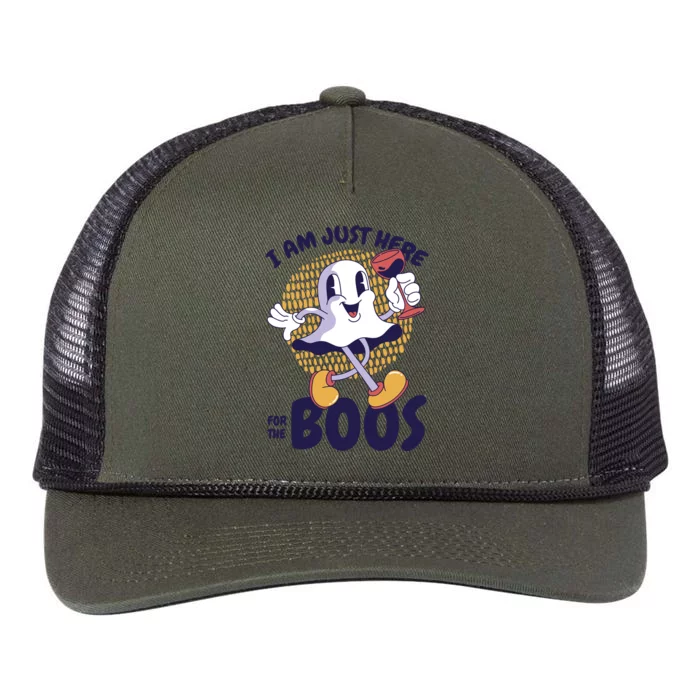 I Am Just Here For The Boos Ghost Retro Rope Trucker Hat Cap