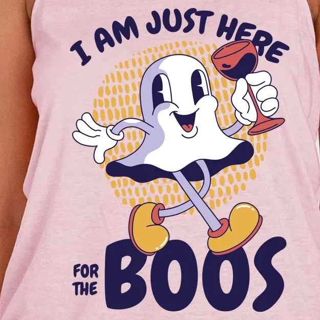 I Am Just Here For The Boos Ghost Women's Knotted Racerback Tank