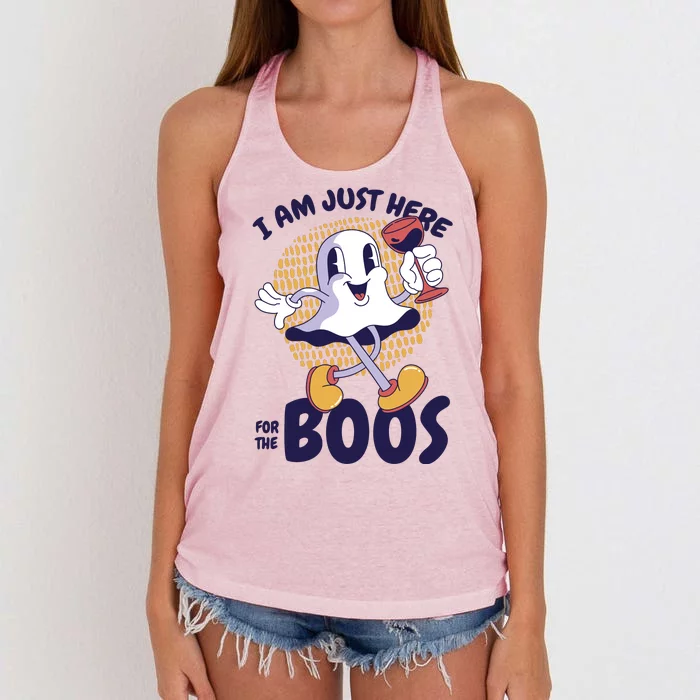 I Am Just Here For The Boos Ghost Women's Knotted Racerback Tank