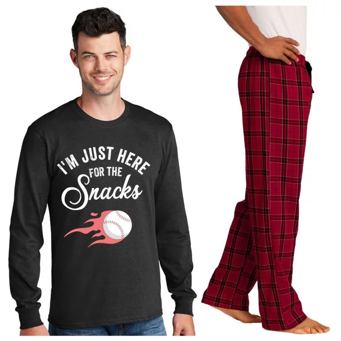 I Am Just Here For The Snacks Football Soccer Baseball Fan Gift Long Sleeve Pajama Set