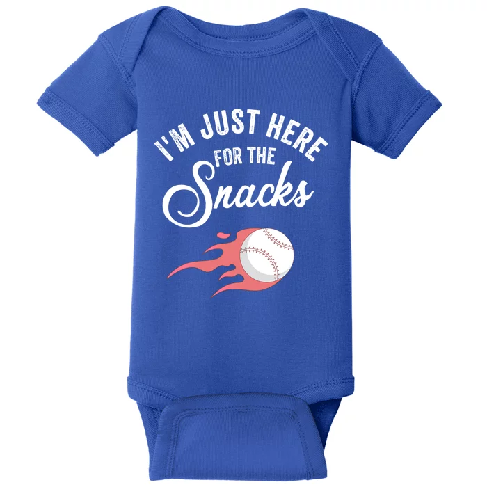 I Am Just Here For The Snacks Football Soccer Baseball Fan Gift Baby Bodysuit