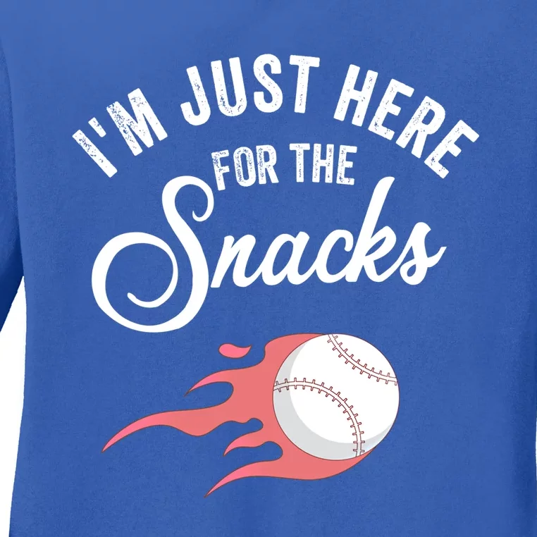 I Am Just Here For The Snacks Football Soccer Baseball Fan Gift Ladies Long Sleeve Shirt