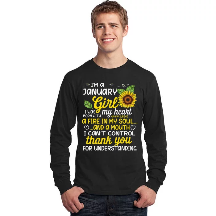 I'm A January Sunflower Queen Born In January Tall Long Sleeve T-Shirt