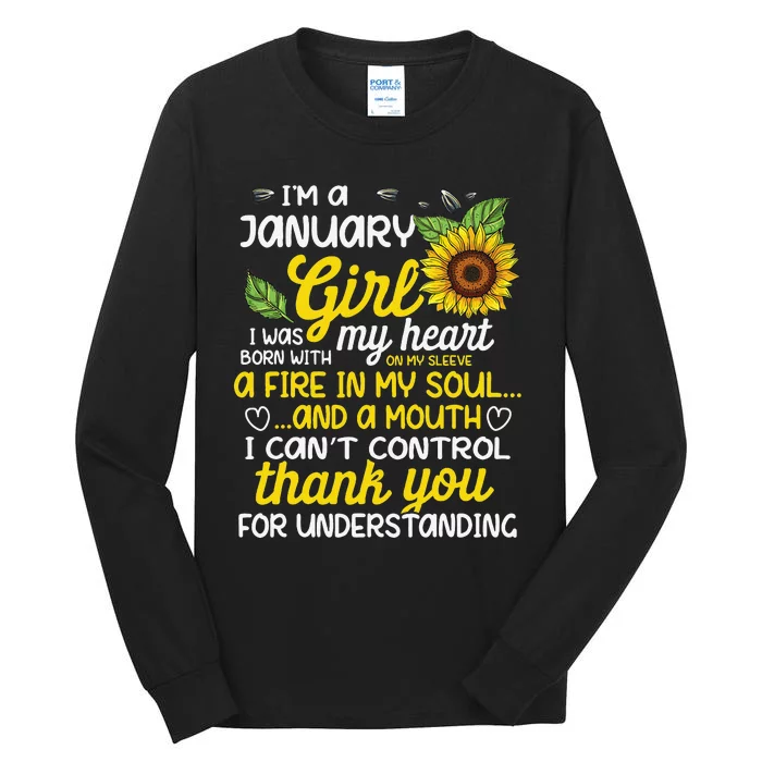 I'm A January Sunflower Queen Born In January Tall Long Sleeve T-Shirt