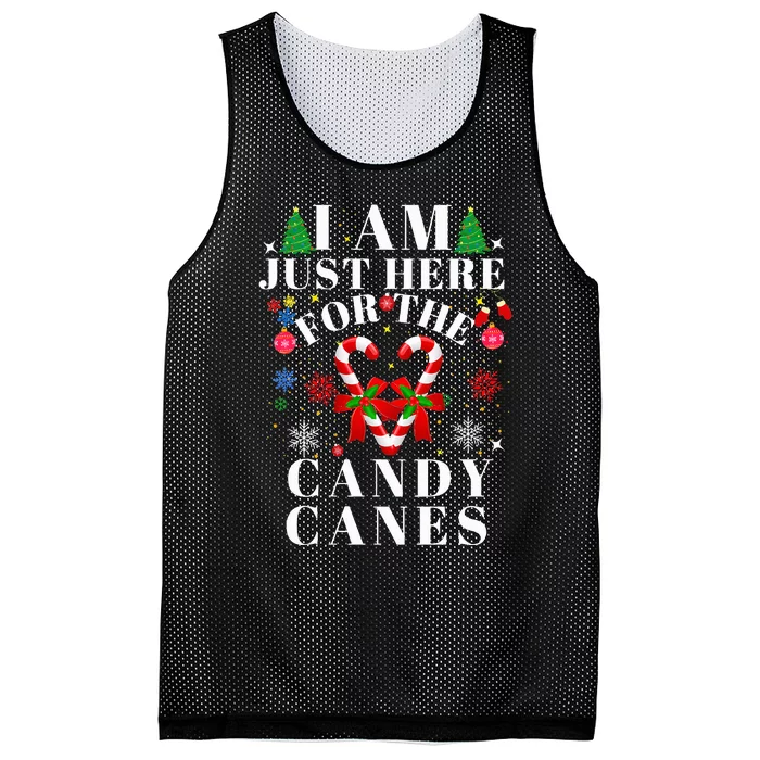 I Am Just Here For The Candy Canes christmas Mesh Reversible Basketball Jersey Tank