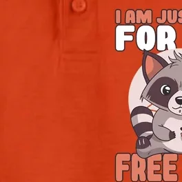 I Am Just Here For The Free Food Raccoon Lover Meaningful Gift Dry Zone Grid Performance Polo