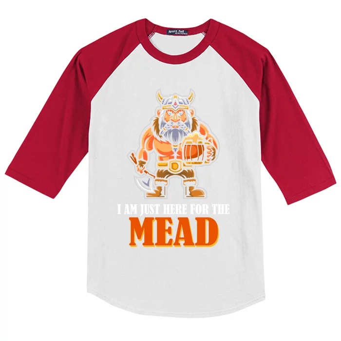 I Am Just Here For The Mead Gift Kids Colorblock Raglan Jersey