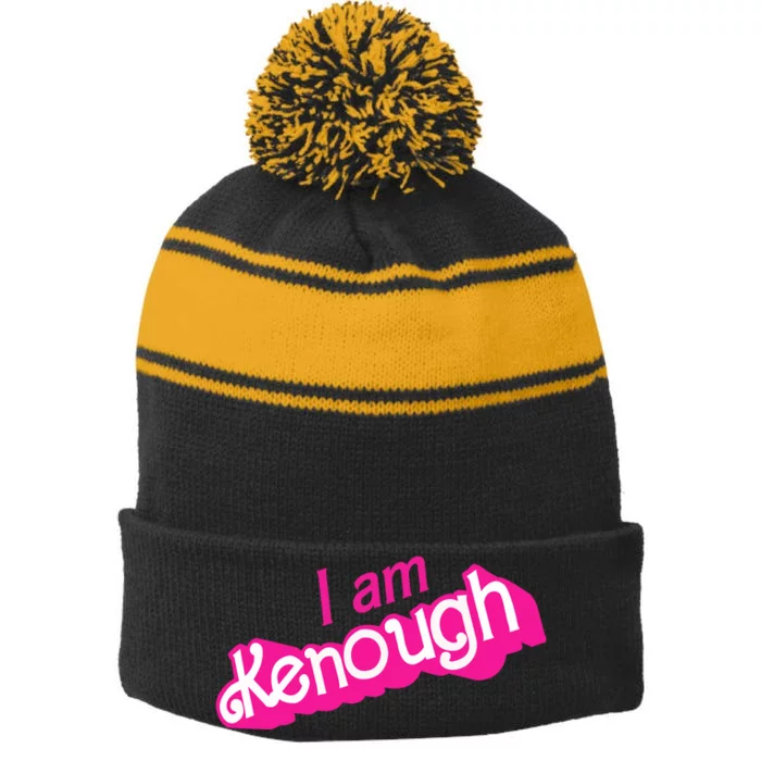 I Am Kenough Stripe Pom Pom Beanie