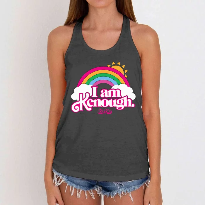 I Am Kenough Rainbow Clouds Women's Knotted Racerback Tank