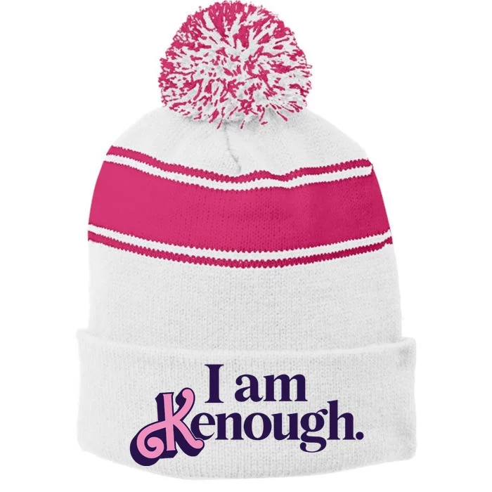 I Am Kenough Ken Stripe Pom Pom Beanie