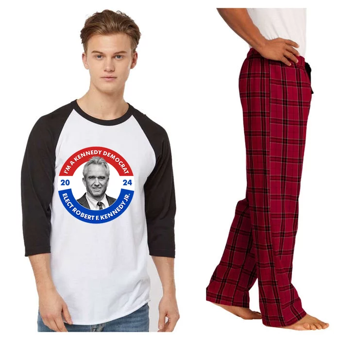 Im A Kennedy Democrat Elect Robert F Kennedy Jr For President Emblem Button Raglan Sleeve Pajama Set