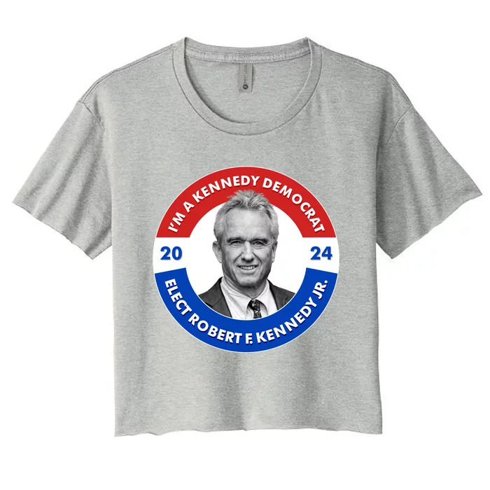 Im A Kennedy Democrat Elect Robert F Kennedy Jr For President Emblem Button Women's Crop Top Tee