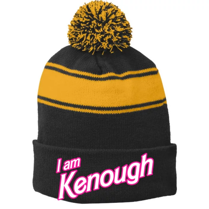 I Am Kenough Stripe Pom Pom Beanie