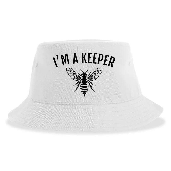 Im A Keeper Funny Beekeeper Beekeeping Sustainable Bucket Hat