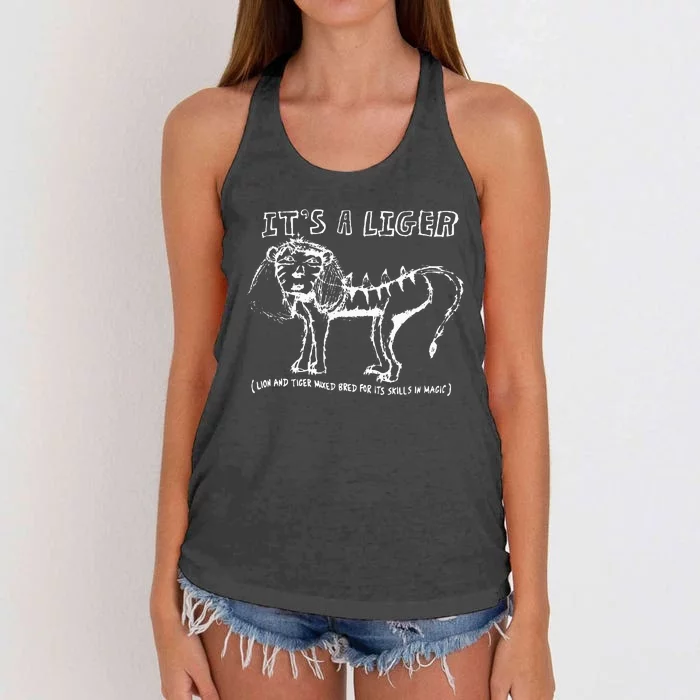 ItS A Liger Lion And Tiger Mixed Bred For Its Skills Women's Knotted Racerback Tank