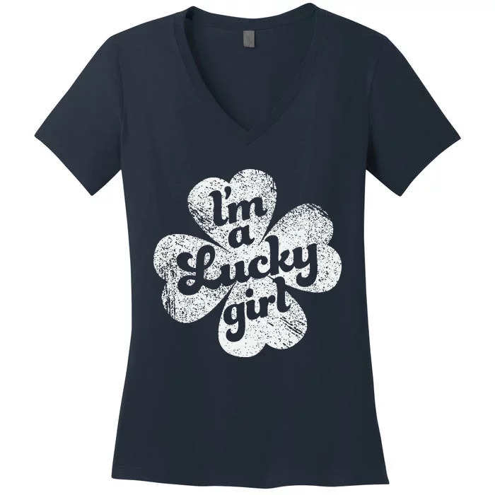 I'm A Lucky Irish Clover St Patricks Day Gift Women's V-Neck T-Shirt