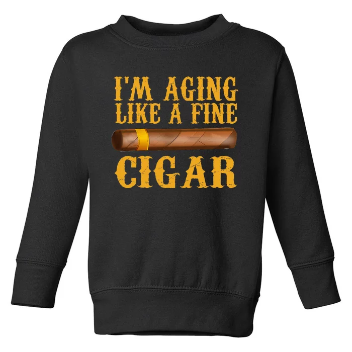 Im Aging Like A Fine Cigar Funny Fathers Day Dad Gift Idea Toddler Sweatshirt