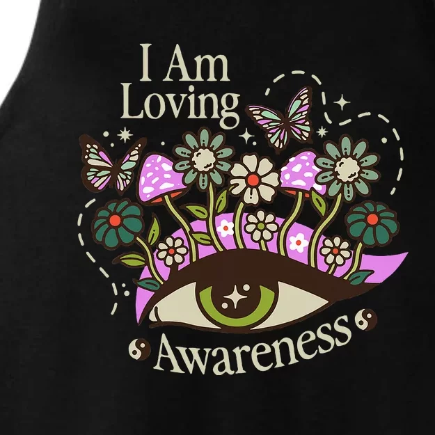 I Am Loving Awareness Ram Dass Mantra Mandala Ladies Tri-Blend Wicking Tank