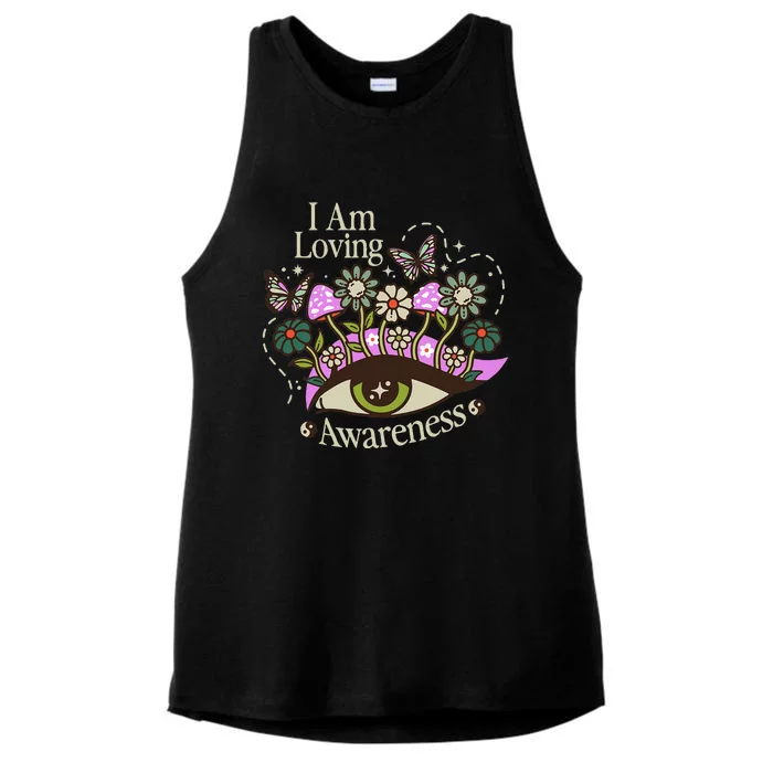 I Am Loving Awareness Ram Dass Mantra Mandala Ladies Tri-Blend Wicking Tank