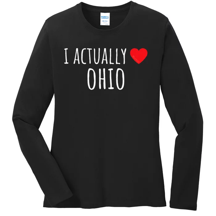 I ACTUALLY LOVE (HEART) OHIO – American Ladies Long Sleeve Shirt