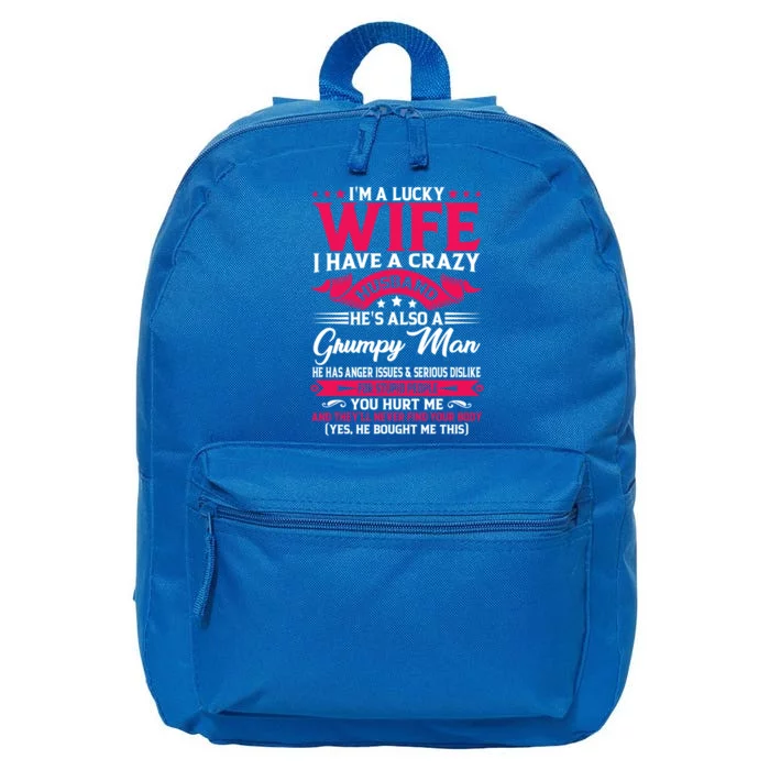 I'm A Lucky Wife I Have A Husband Funny Family Humor Wife Cute Gift 16 in Basic Backpack