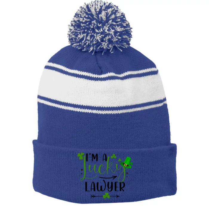 I'm A Lucky Lawyer Funny Matching Family St Patricks Day Gift Stripe Pom Pom Beanie