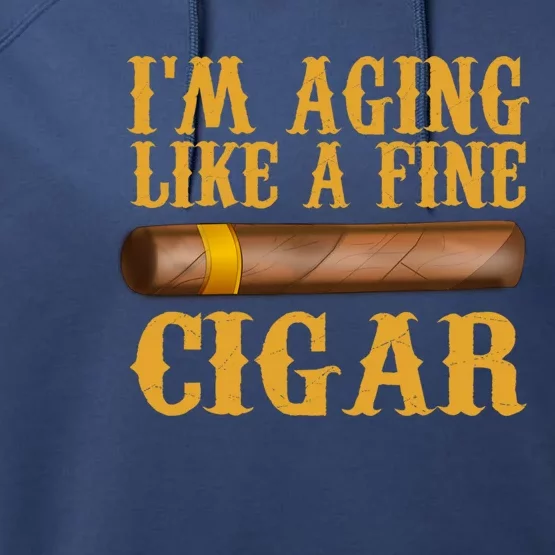 Im Aging Like A Fine Cigar Funny Fathers Day Dad Gift Idea Gift Performance Fleece Hoodie