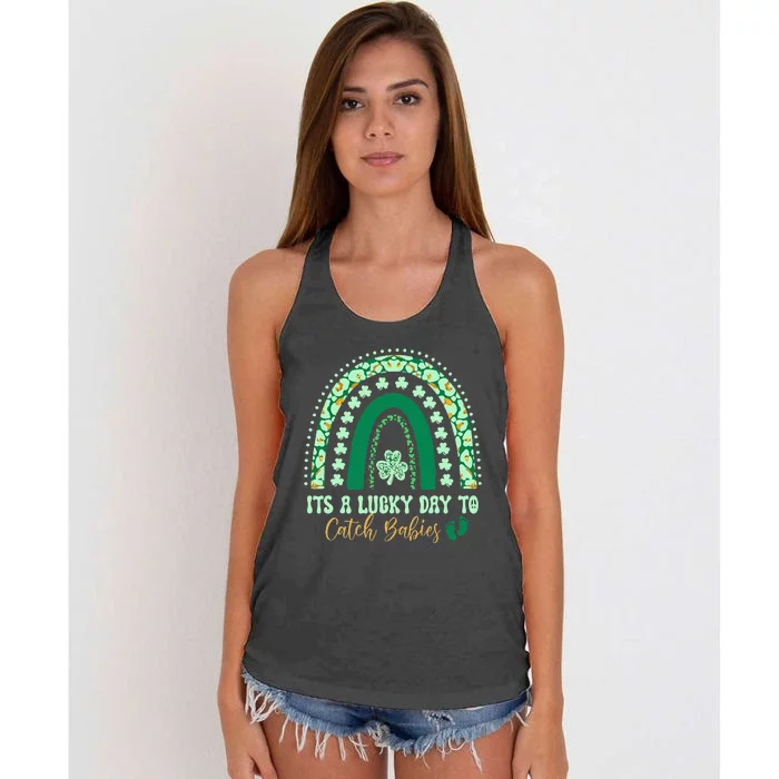 Its A Lucky Day To Catch Babies St Patricks Midwife LD Nurse Women's Knotted Racerback Tank