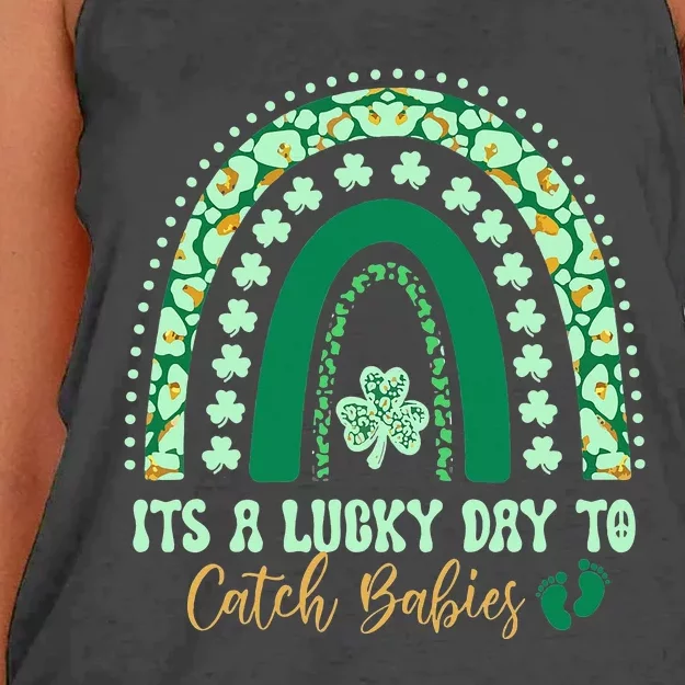 Its A Lucky Day To Catch Babies St Patricks Midwife LD Nurse Women's Knotted Racerback Tank