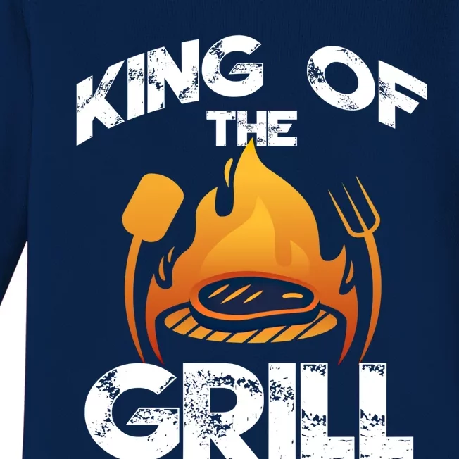 I Am Licence Griller King Of The Grill Illustration Graphic Gift Baby Long Sleeve Bodysuit