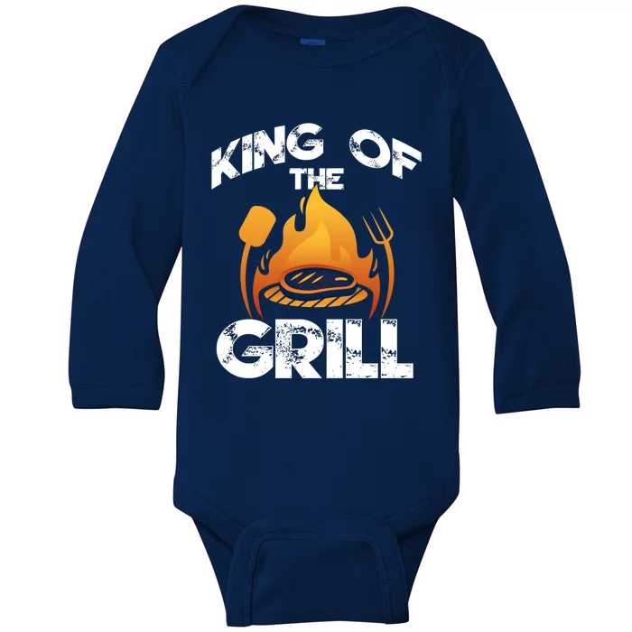 I Am Licence Griller King Of The Grill Illustration Graphic Gift Baby Long Sleeve Bodysuit