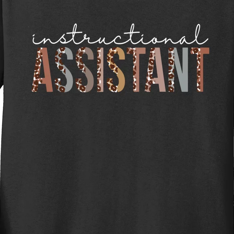 Instructional Assistant Leopard Appreciation Women For Work Kids Long Sleeve Shirt