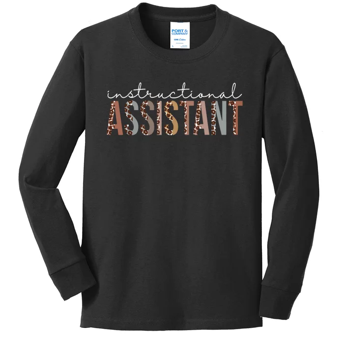 Instructional Assistant Leopard Appreciation Women For Work Kids Long Sleeve Shirt