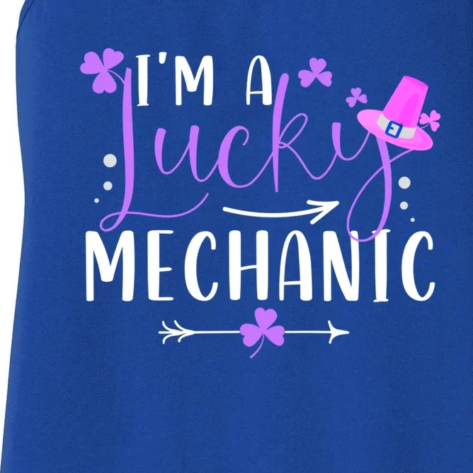 I'm A Lucky Mechanic Funny Matching Family St Patricks Day Gift Women's Racerback Tank